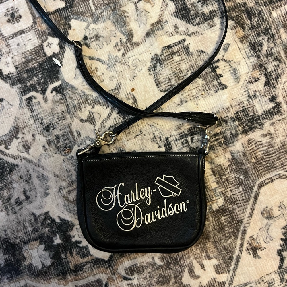 Black Leather Harley Davidson Crossbody Purse